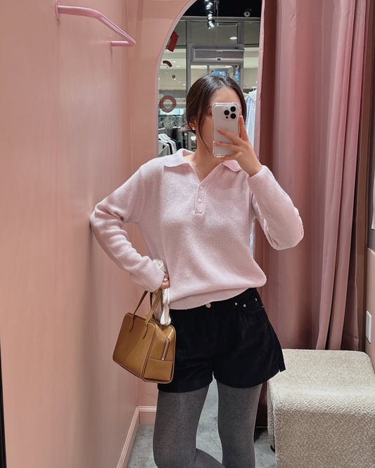 Soft Ribbed Polo Knit