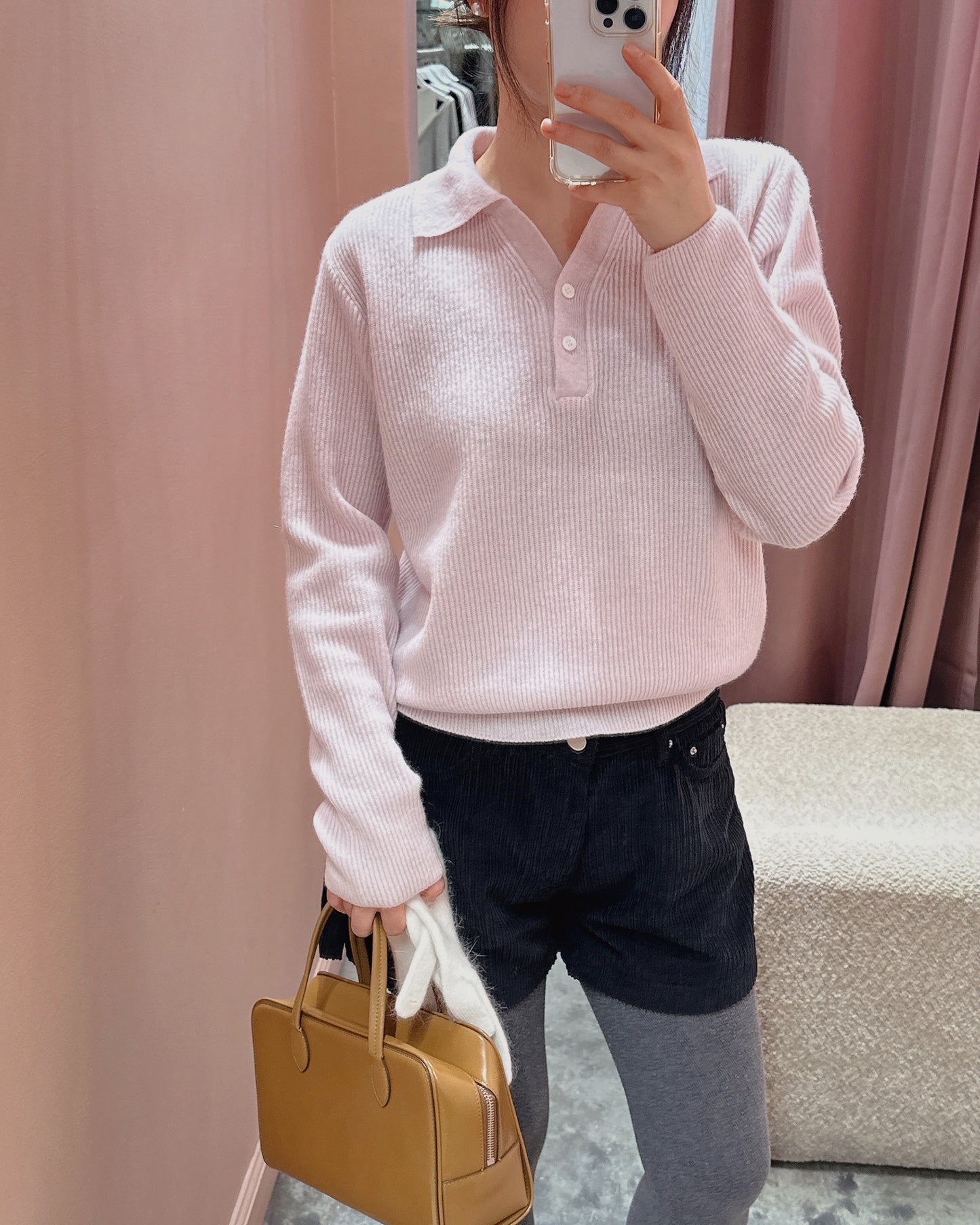 Soft Ribbed Polo Knit