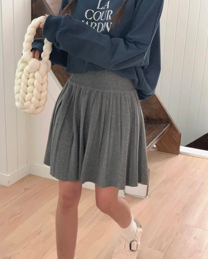 Knit Pleats Mini Skirt