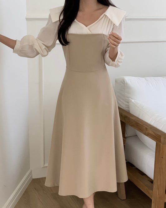 Shirt-Overlay Midi Dress