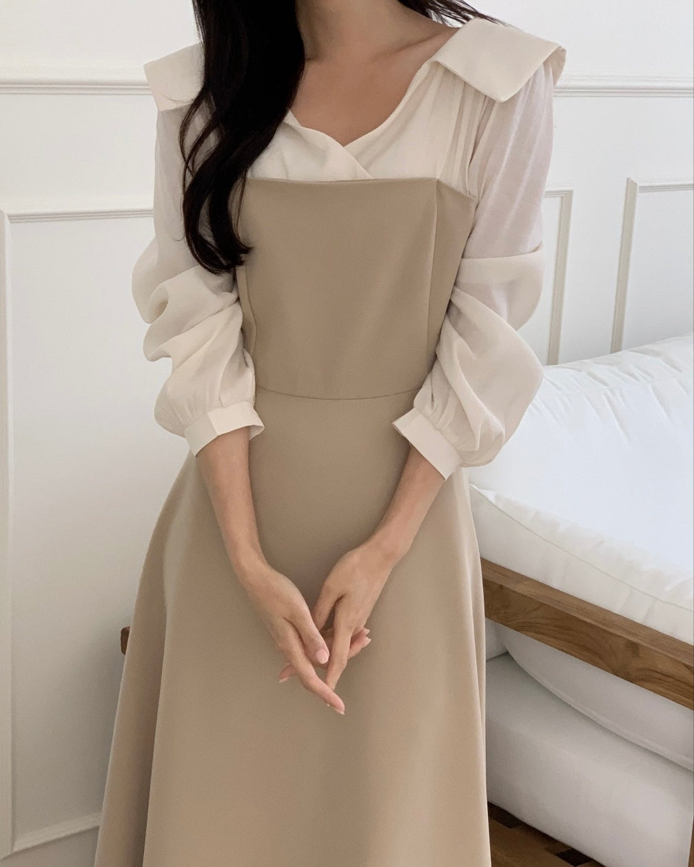 Shirt-Overlay Midi Dress