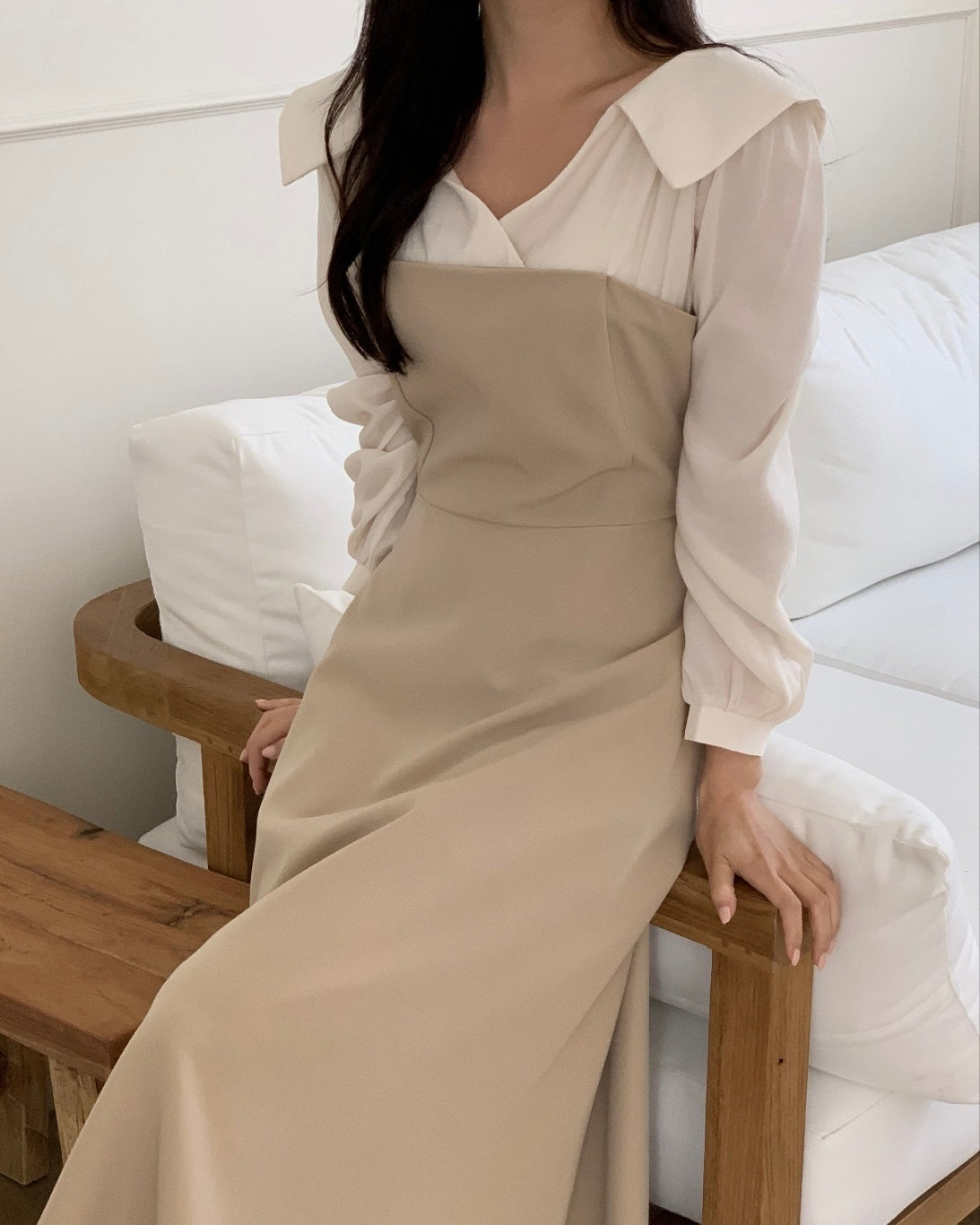 Shirt-Overlay Midi Dress