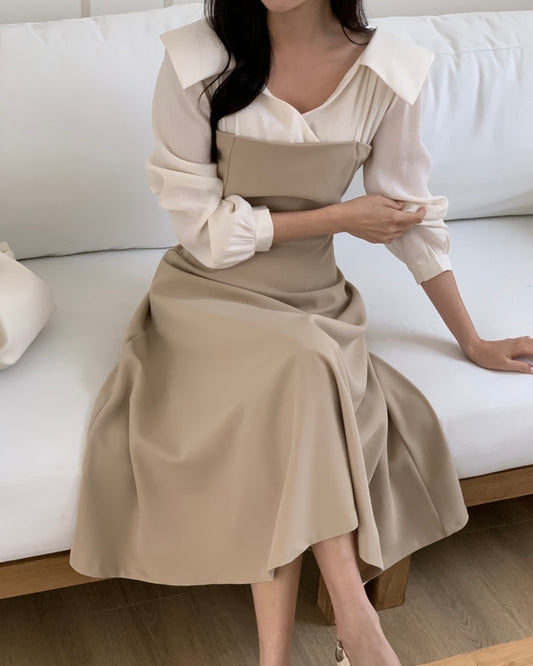 Shirt-Overlay Midi Dress