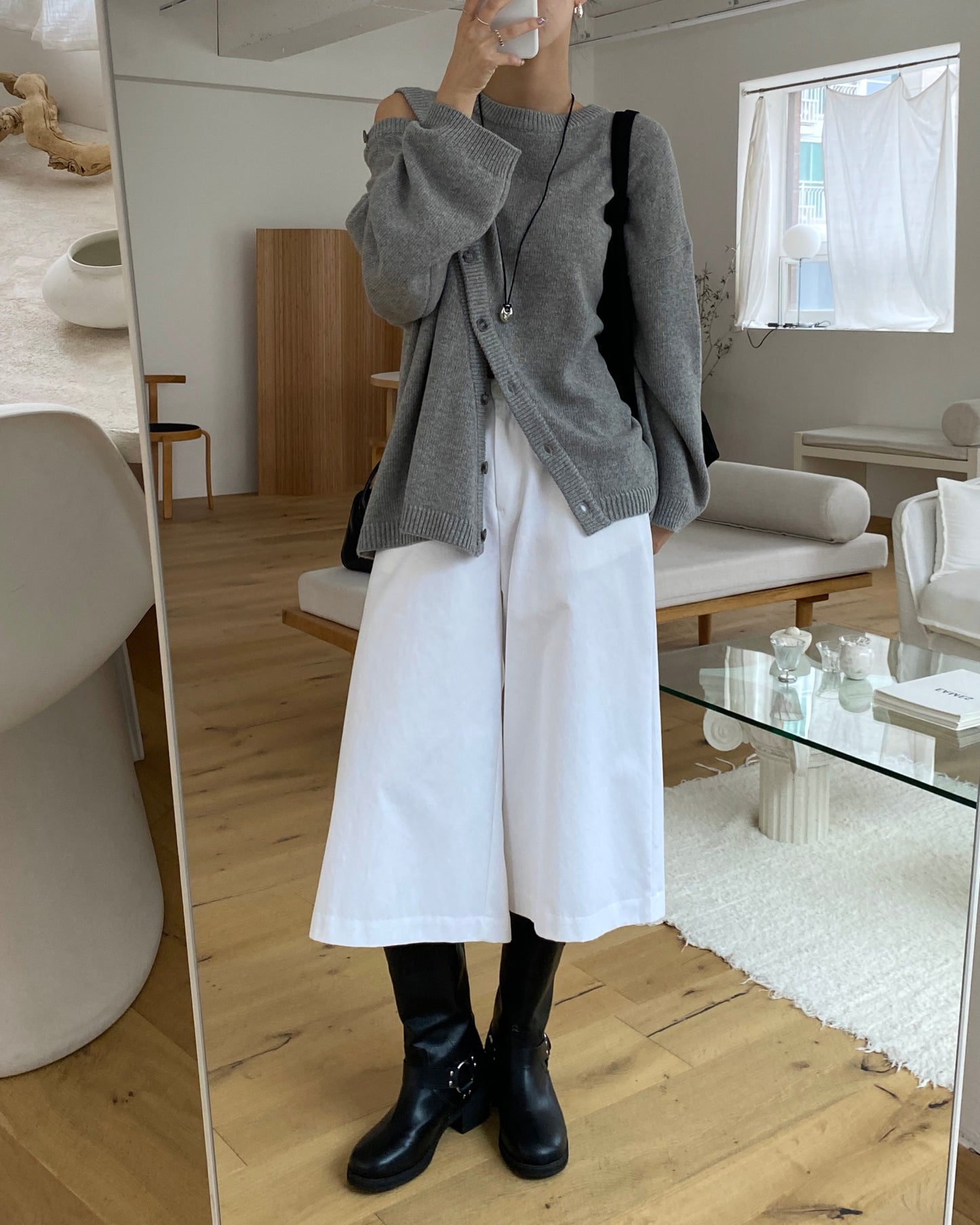 Slant-Button Wool Knit