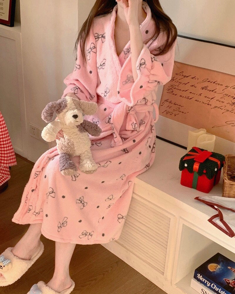 Fluffy Bow Robe + Matching Headband