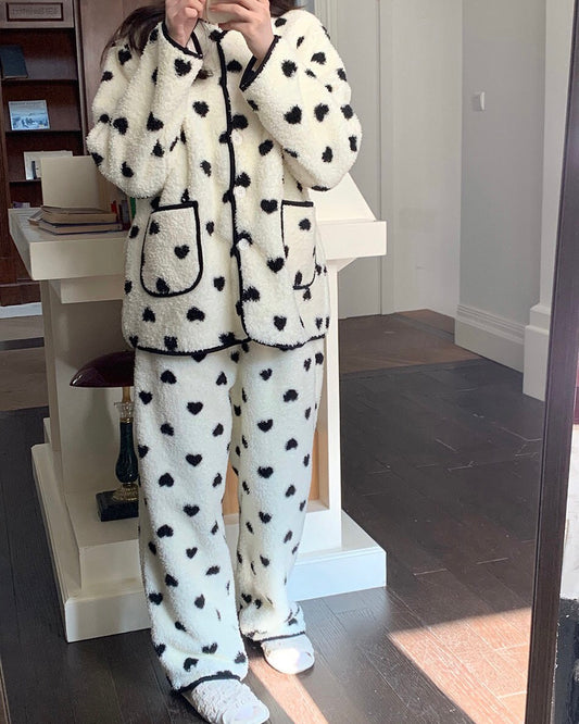 Black Heart Teddy Pajama Set