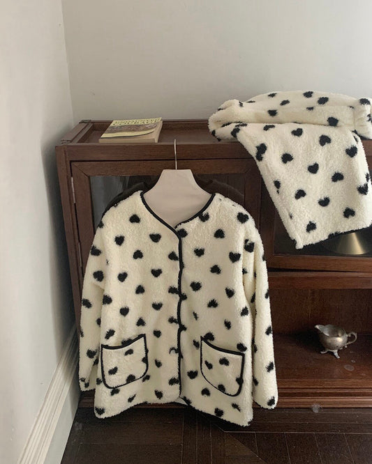 Black Heart Teddy Pajama Set