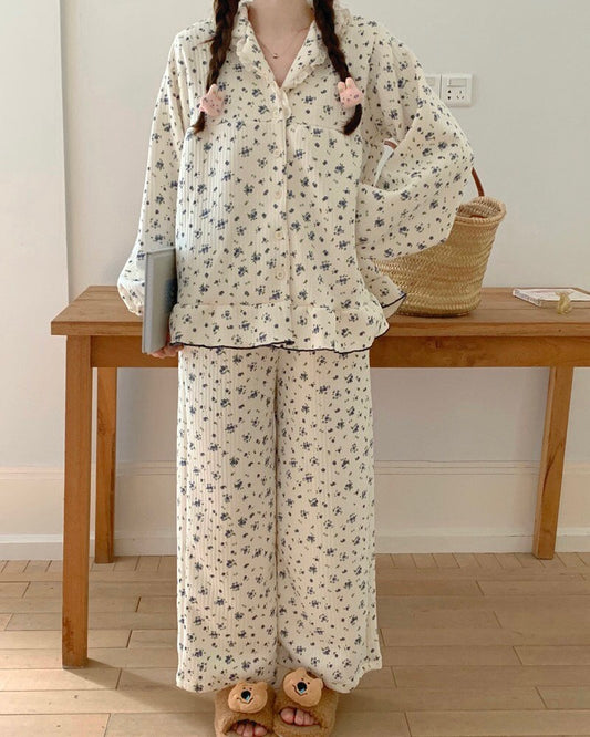 Blueberry Fleur Quilted Pajama Set