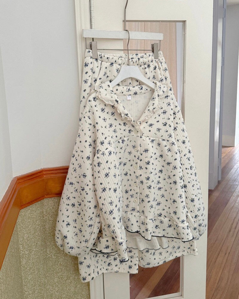 Blueberry Fleur Quilted Pajama Set