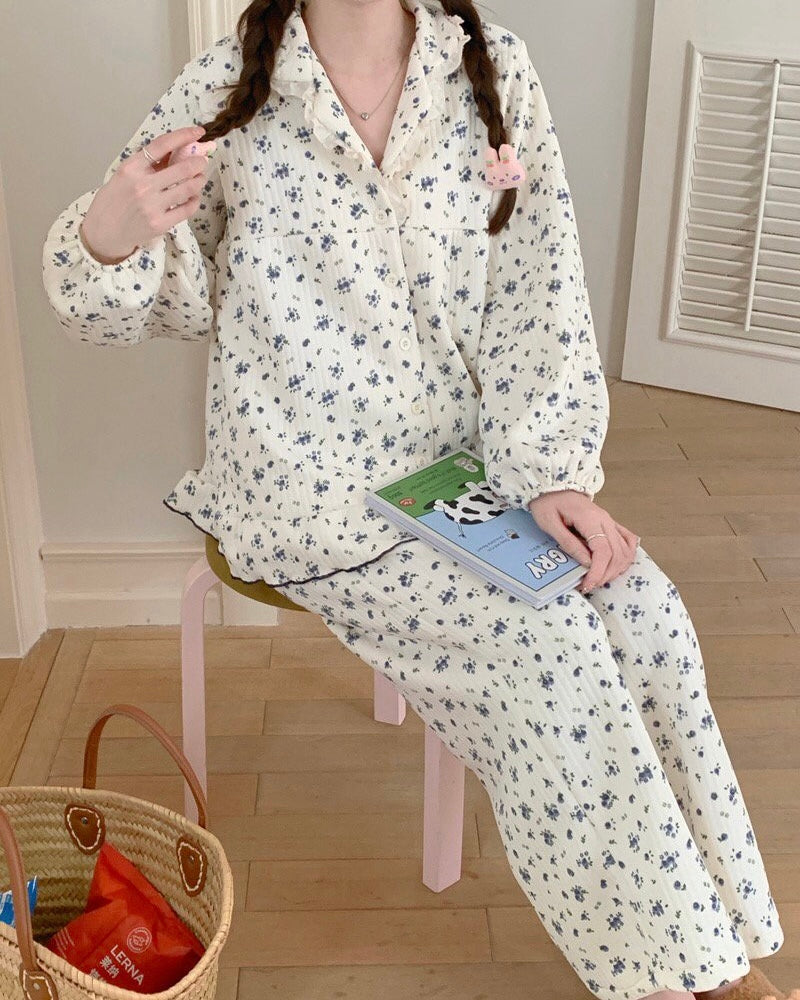 Blueberry Fleur Quilted Pajama Set