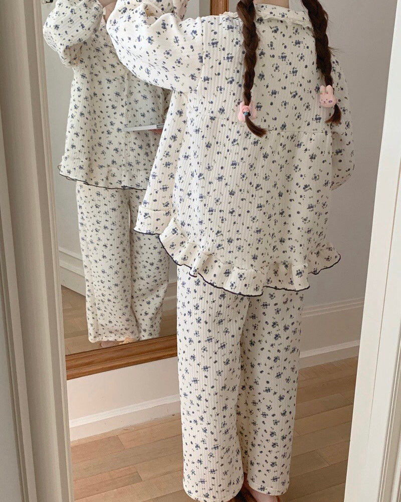 Blueberry Fleur Quilted Pajama Set