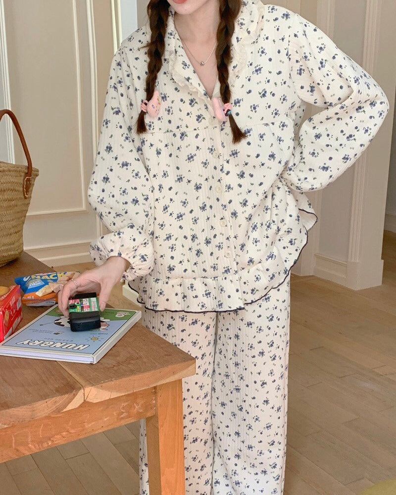 Blueberry Fleur Quilted Pajama Set