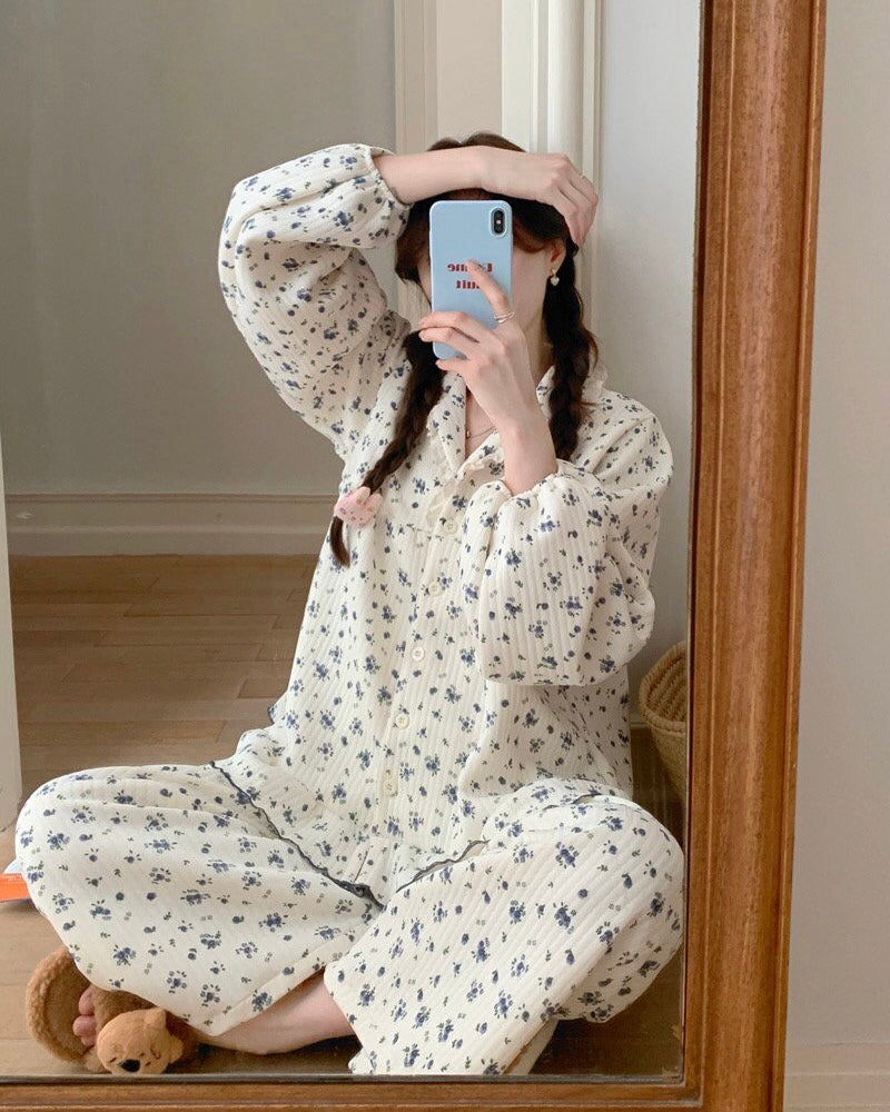 Blueberry Fleur Quilted Pajama Set