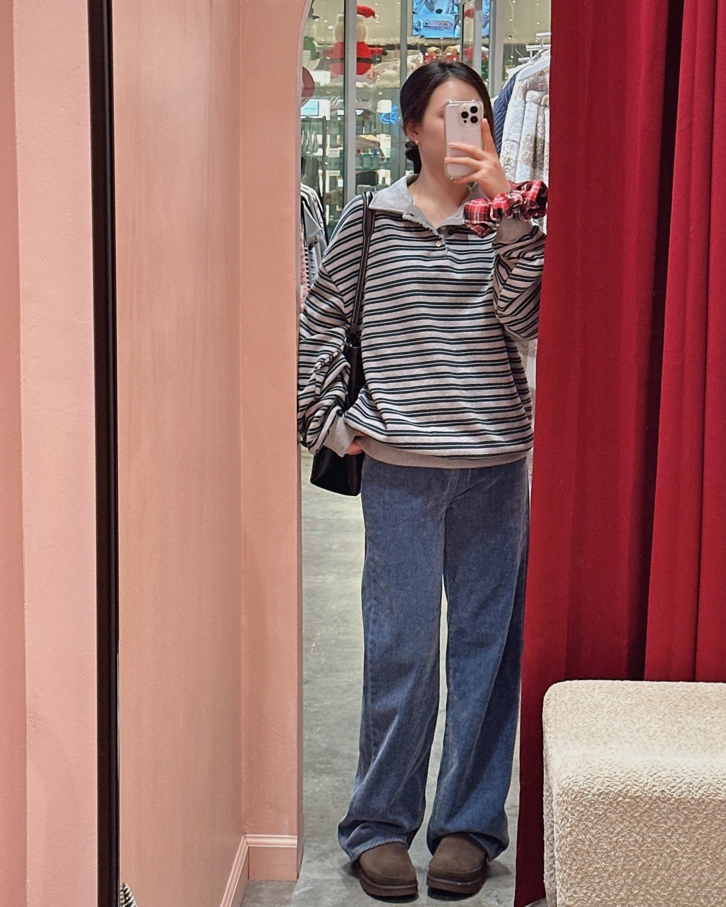 Retro Stripe Polo Sweatshirt