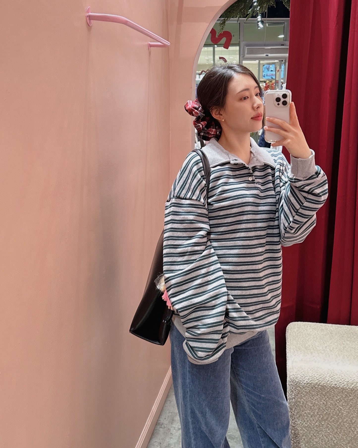 Retro Stripe Polo Sweatshirt