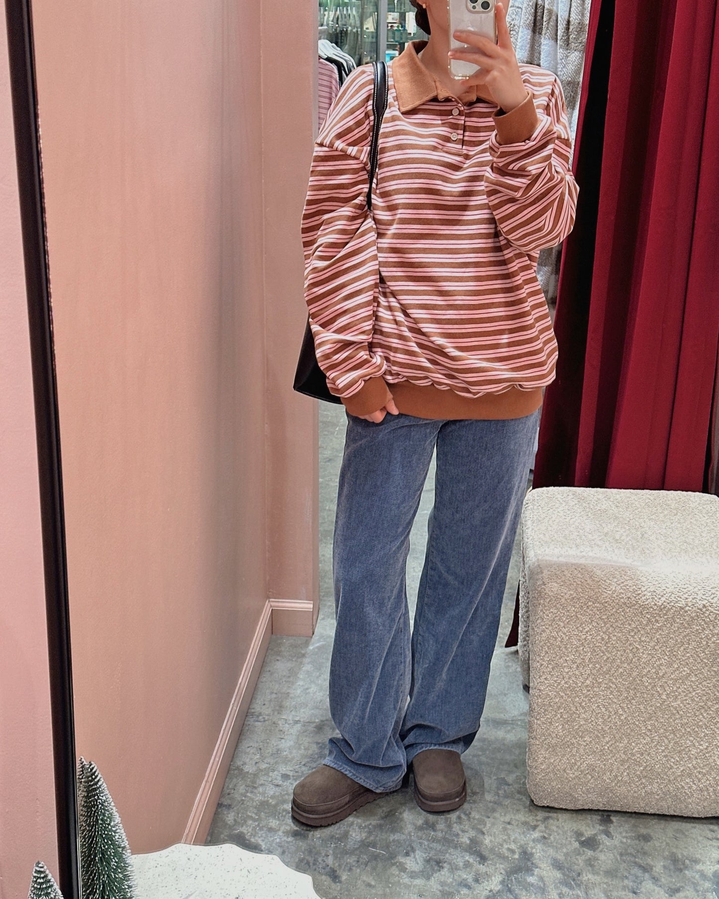 Retro Stripe Polo Sweatshirt