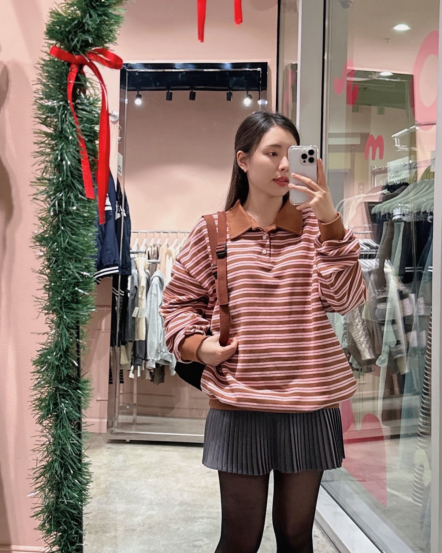 Retro Stripe Polo Sweatshirt