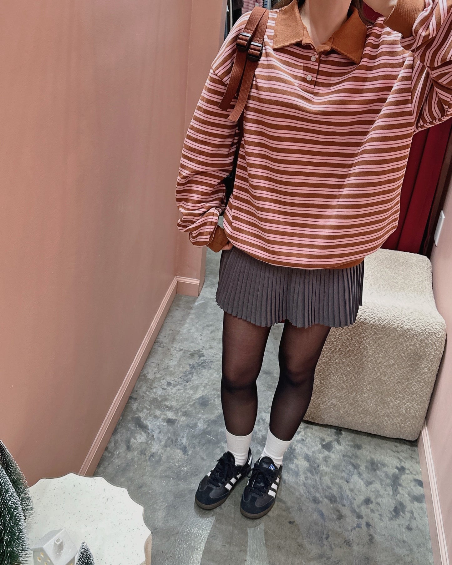 Retro Stripe Polo Sweatshirt