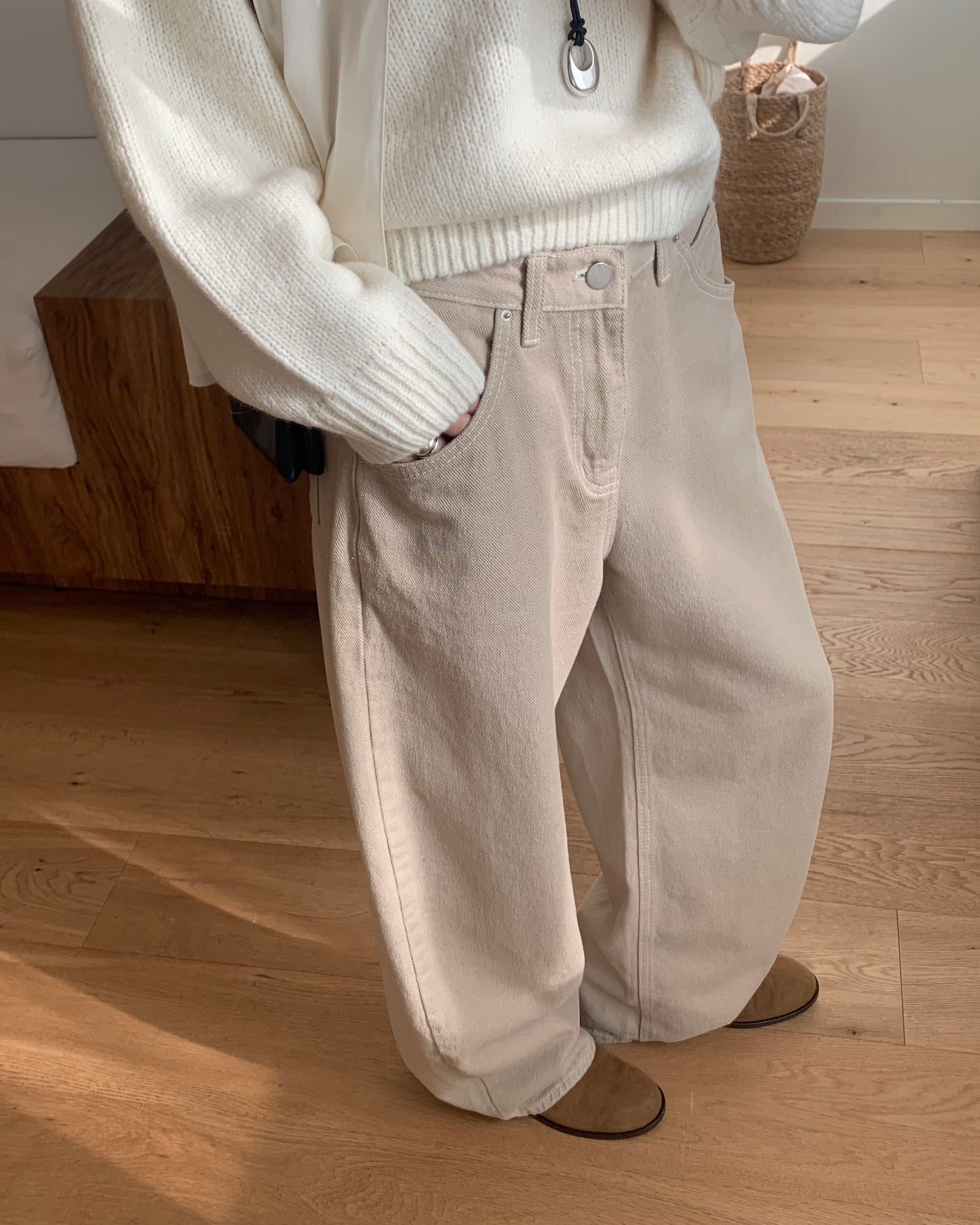 Peach Brushed Cotton Pants