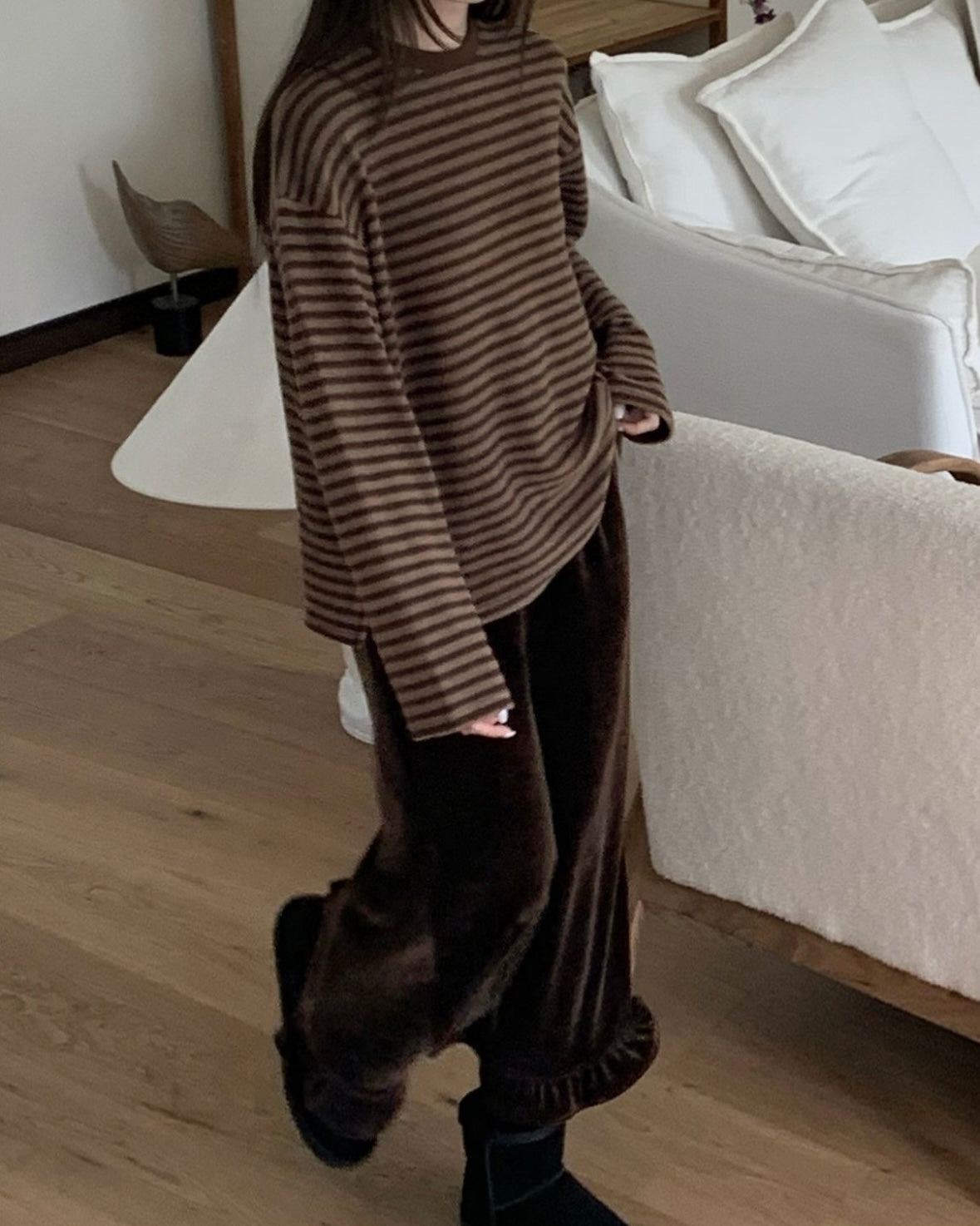 Ruffled Velvet Maxi Skirt