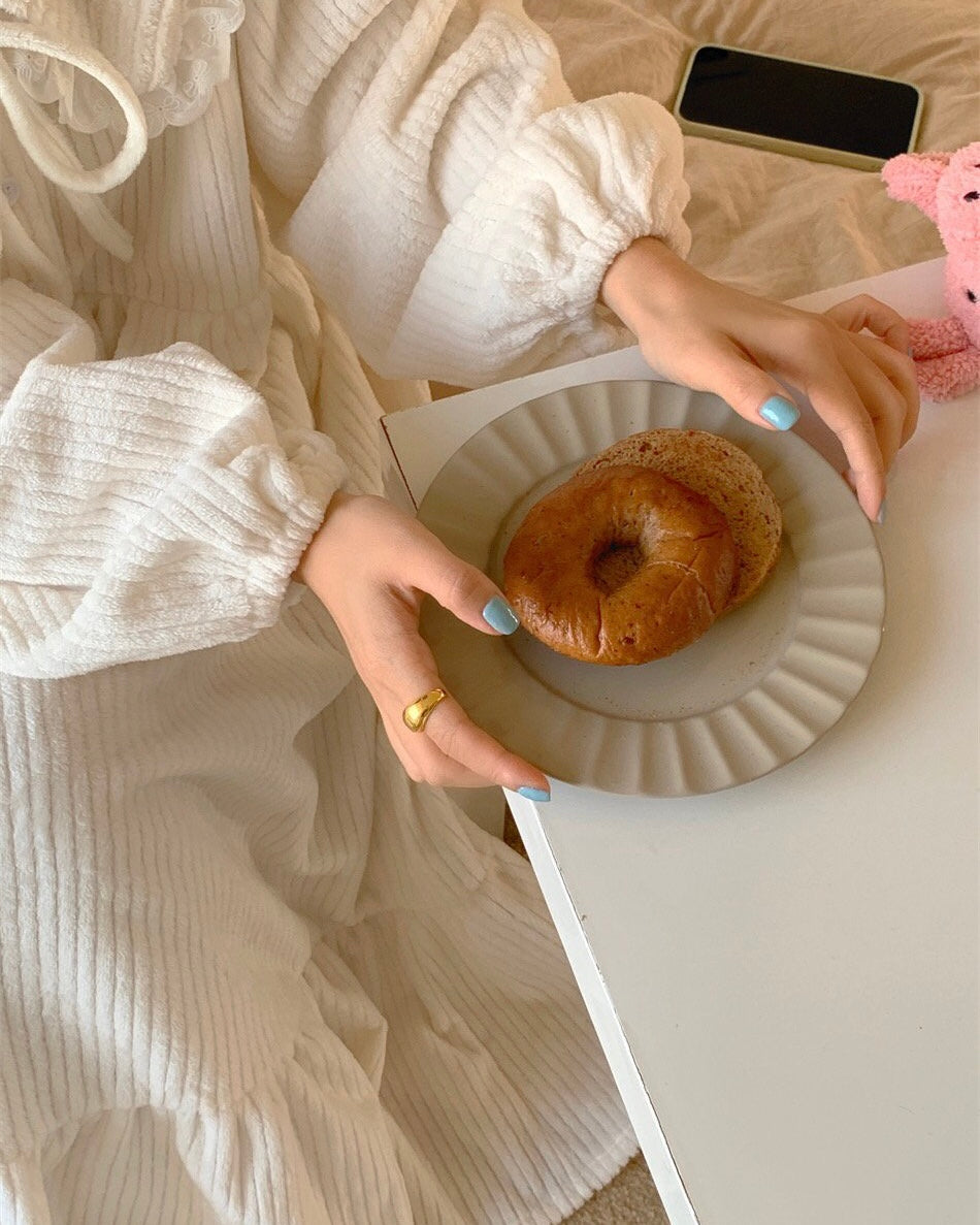 Sailor Collar Fleece Pajama Dress