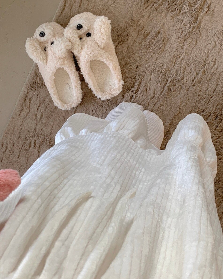 Sailor Collar Fleece Pajama Dress