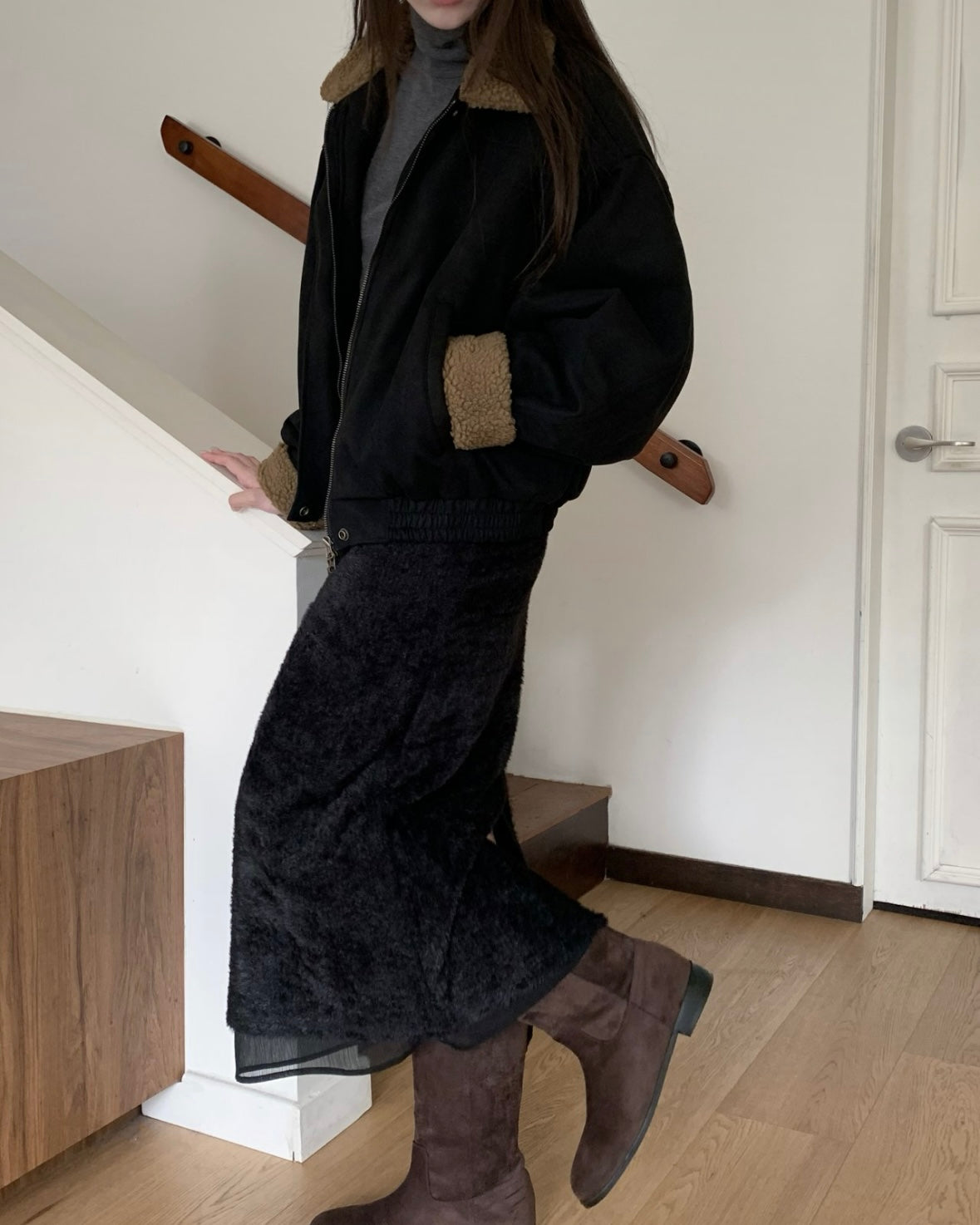 Sherpa Suede Bomber Jacket