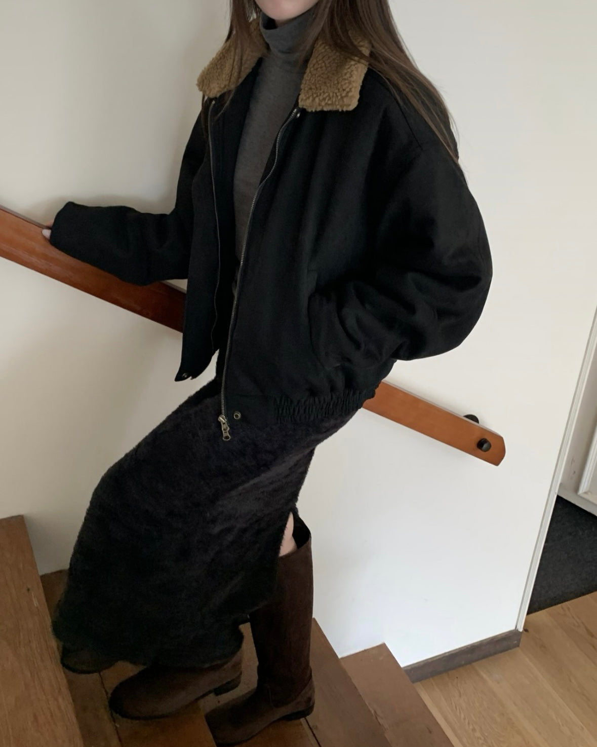 Sherpa Suede Bomber Jacket