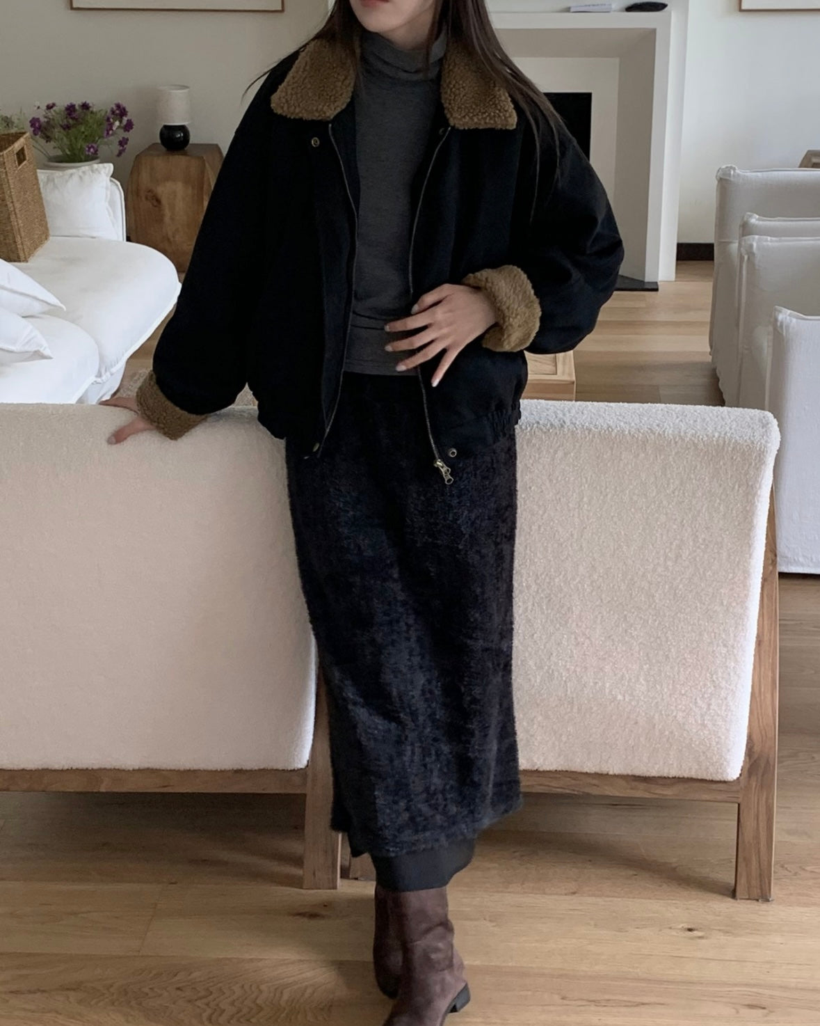 Sherpa Suede Bomber Jacket