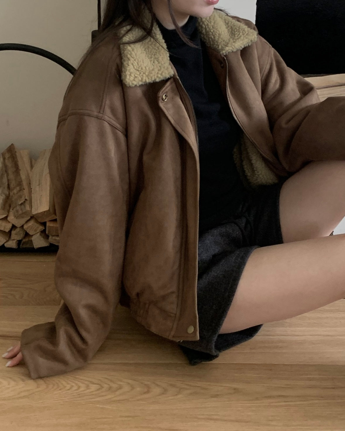 Sherpa Suede Bomber Jacket