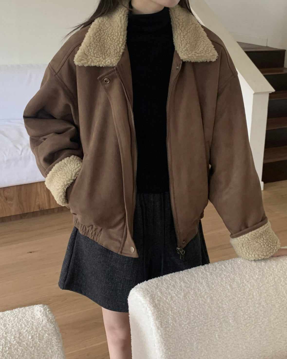 Sherpa Suede Bomber Jacket