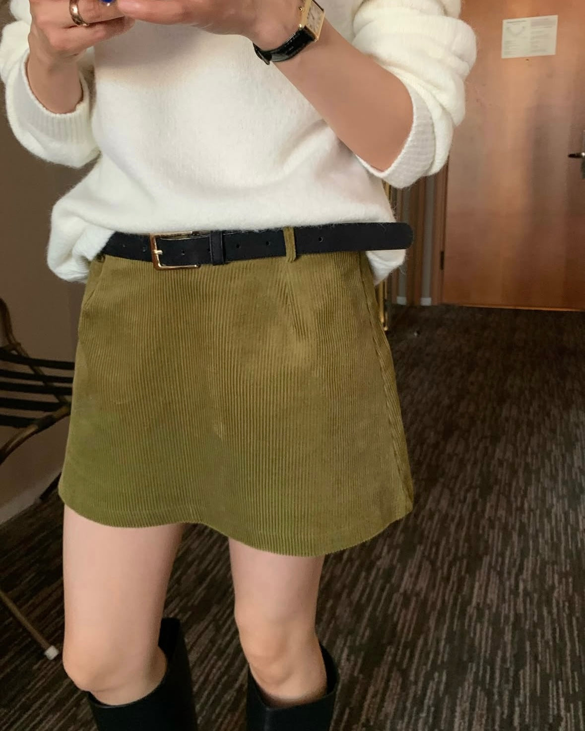 Low Rise Corduroy Mini Skort