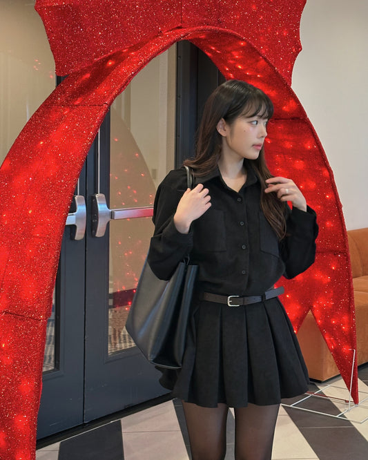 Corduroy Belted Mini Dress