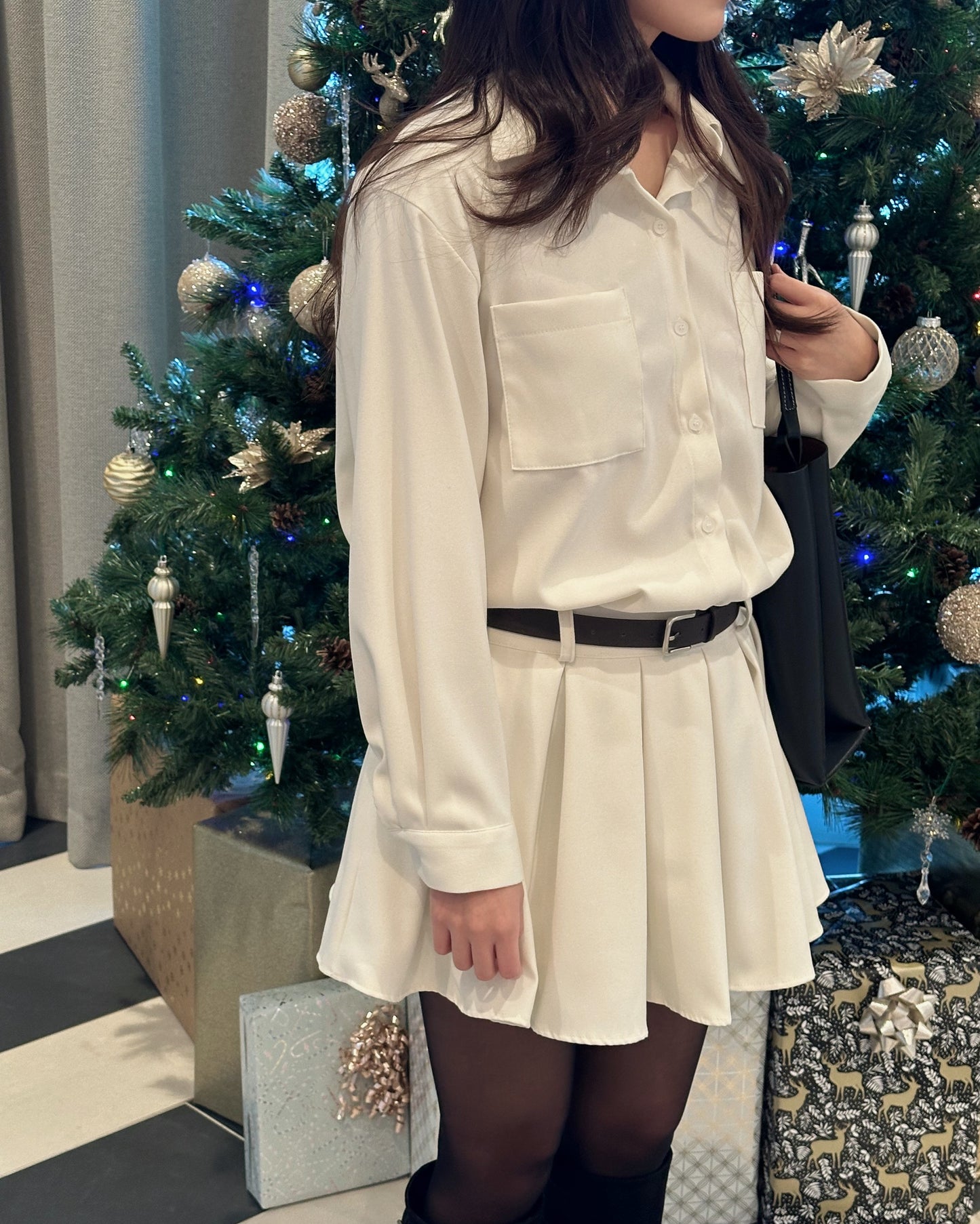 Corduroy Belted Mini Dress