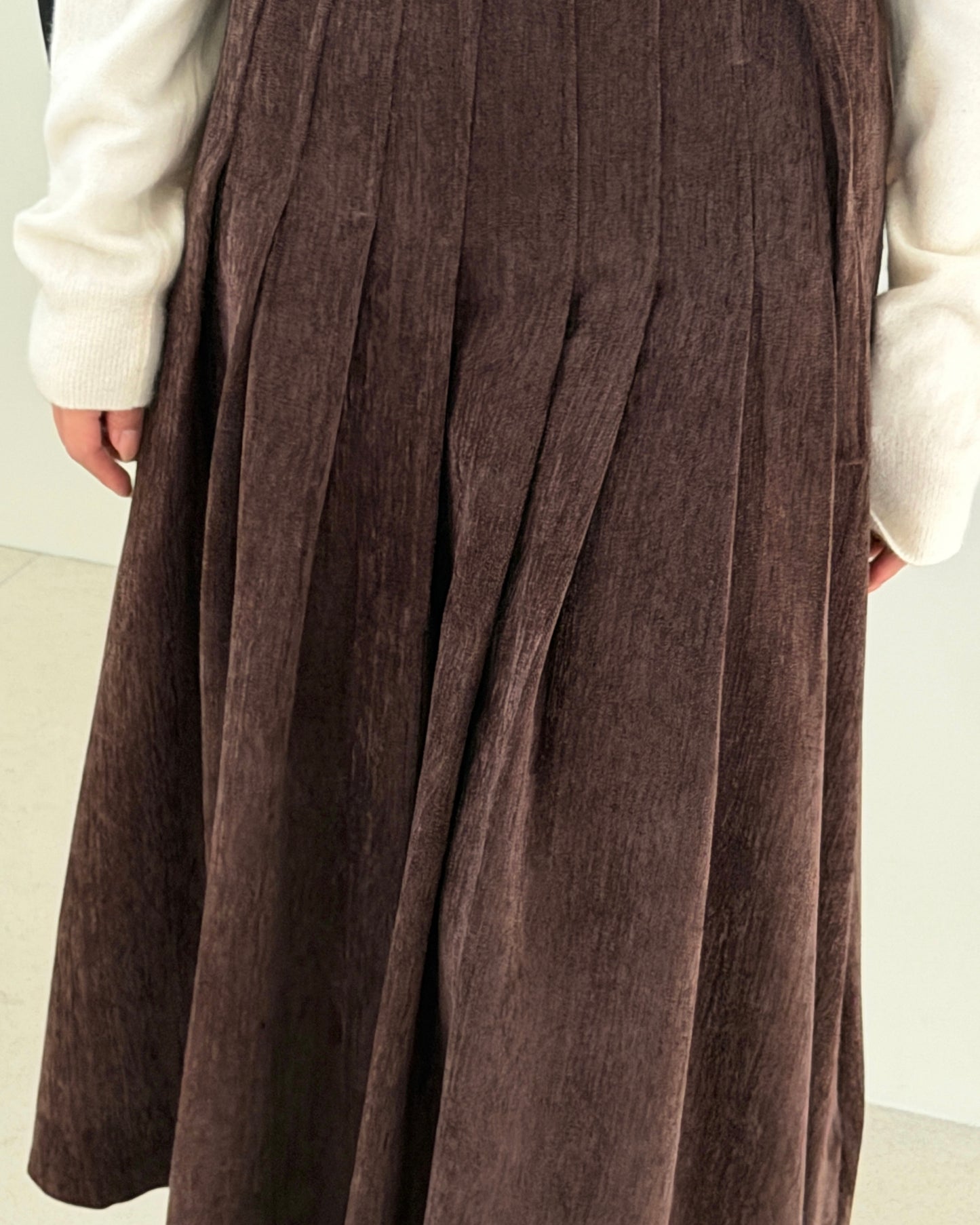 Velvety Pleated Midi Skirt