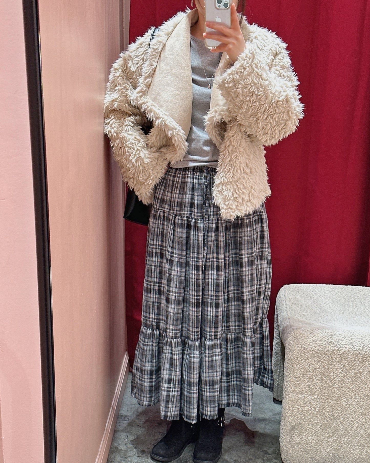 Checkered Tiered Skirt