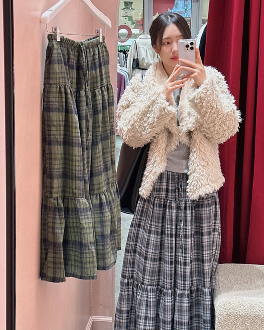 Checkered Tiered Skirt