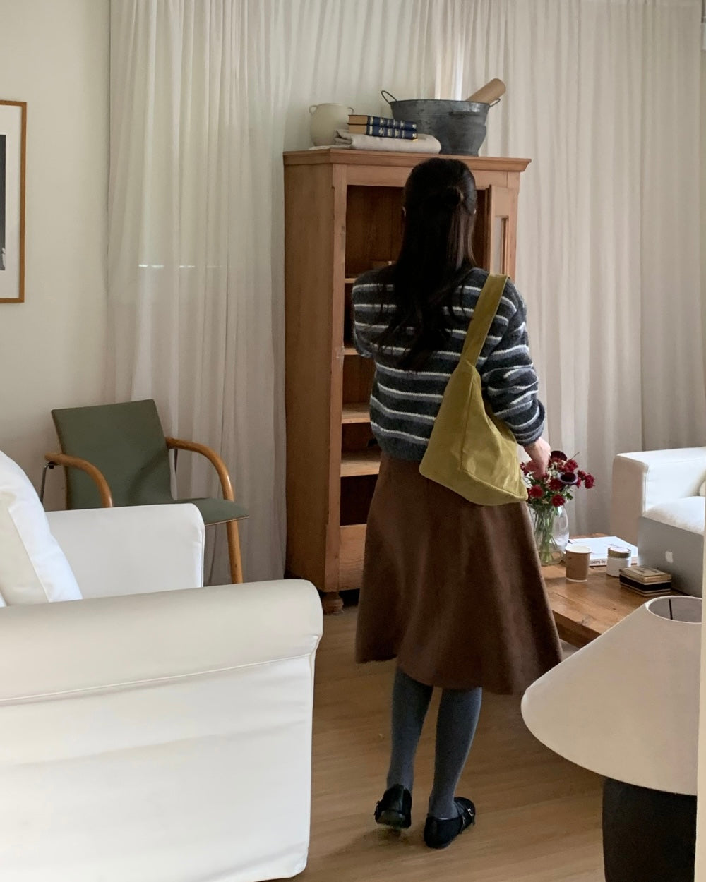 Fuzzy Striped Wool Cardigan