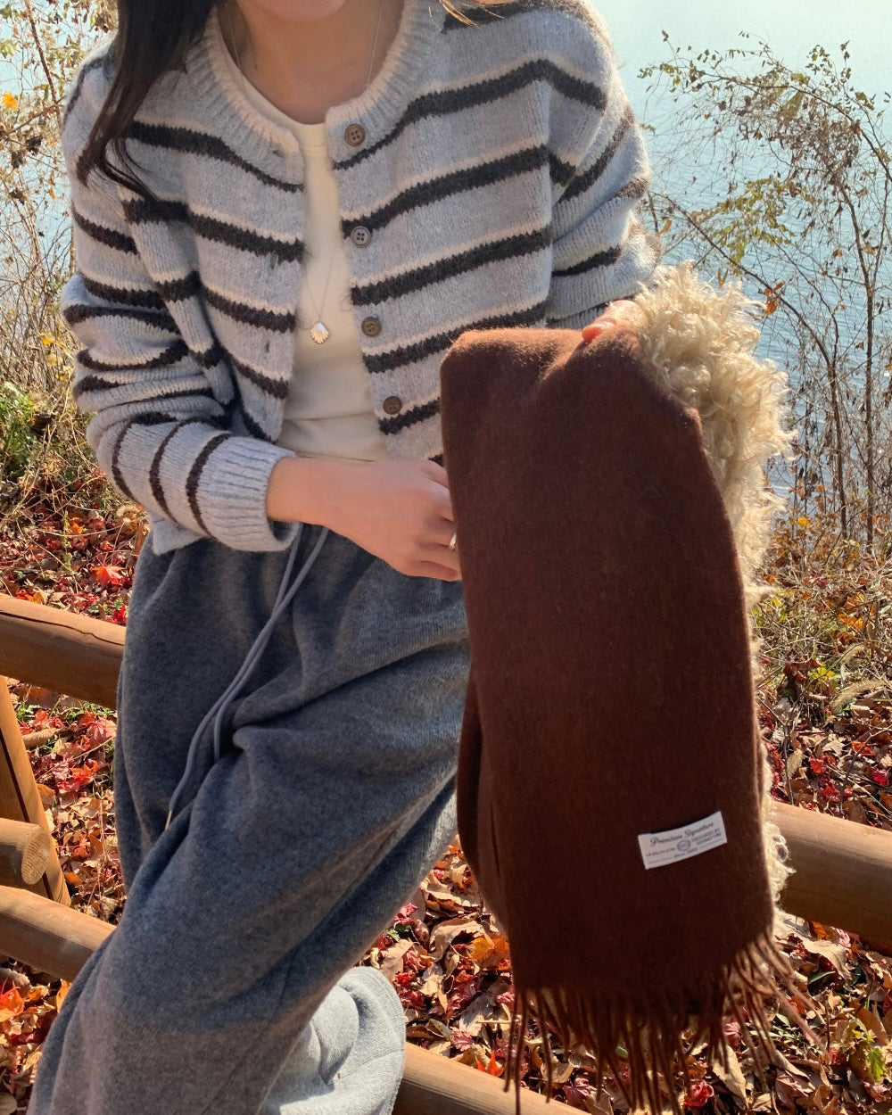 Fuzzy Striped Wool Cardigan