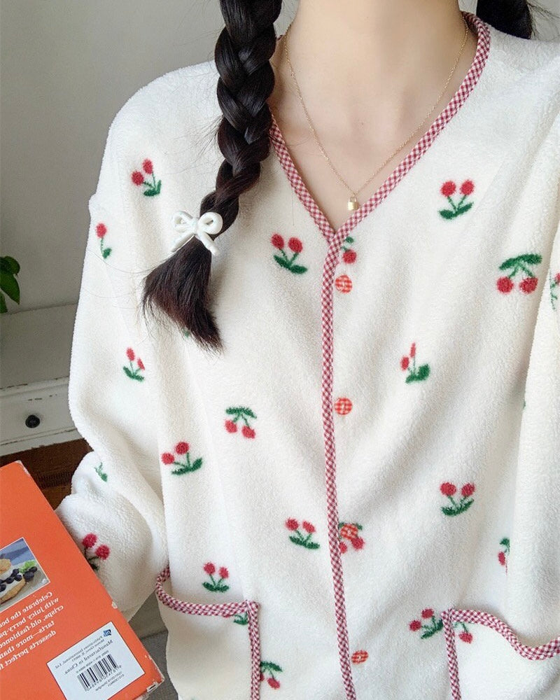 Cherry Fleece Pajama Set