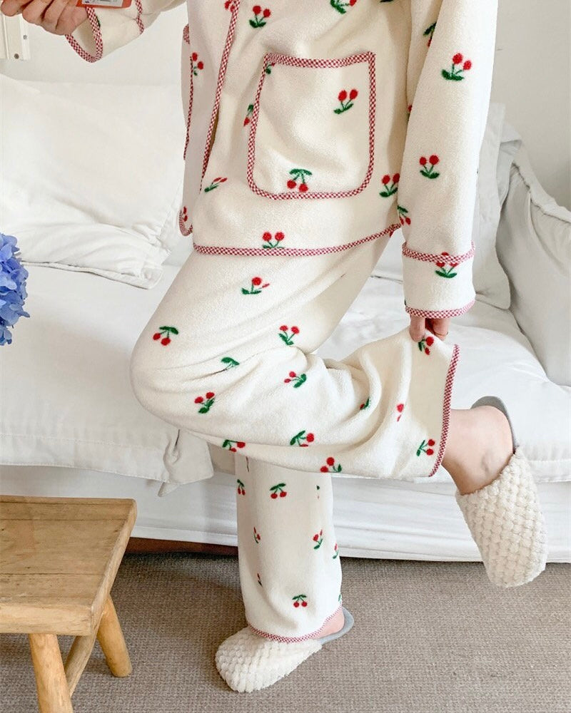 Cherry Fleece Pajama Set