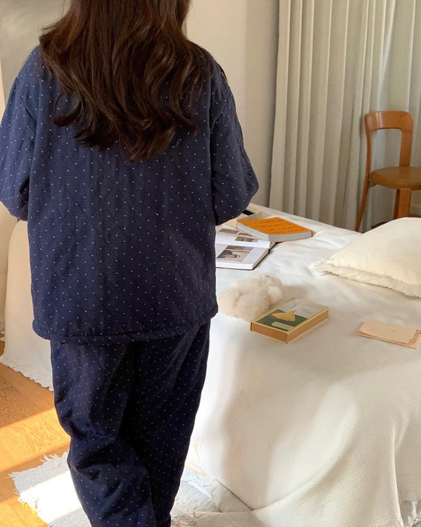 Sherpa-Lined Polka Dot Pajamas