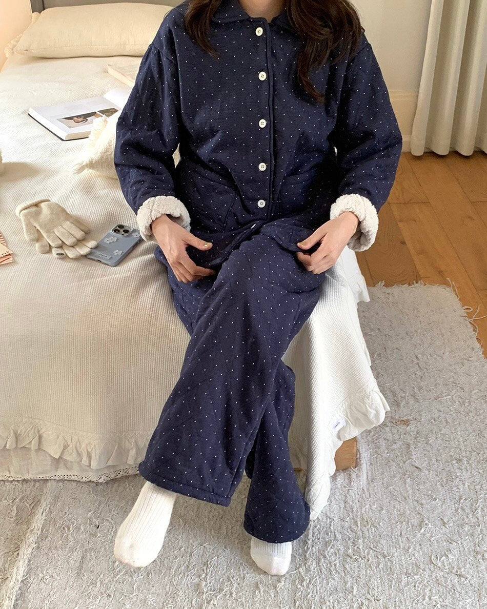 Sherpa-Lined Polka Dot Pajamas