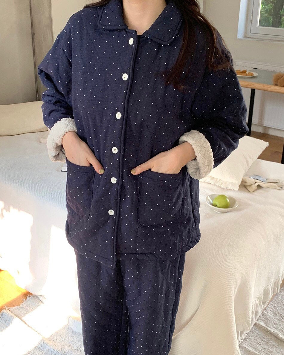 Sherpa-Lined Polka Dot Pajamas