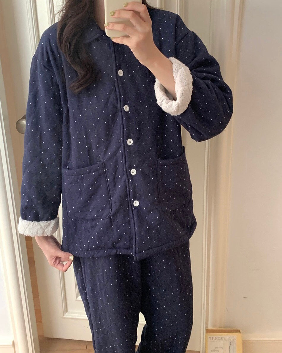 Sherpa-Lined Polka Dot Pajamas