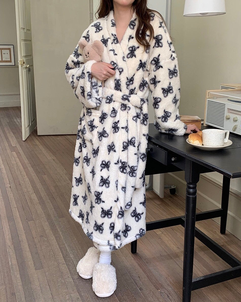 Bow Fleece Robe