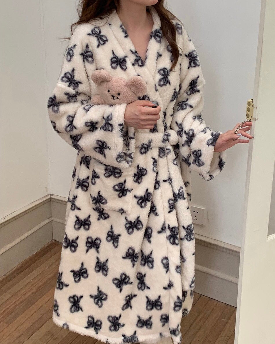 Bow Fleece Robe