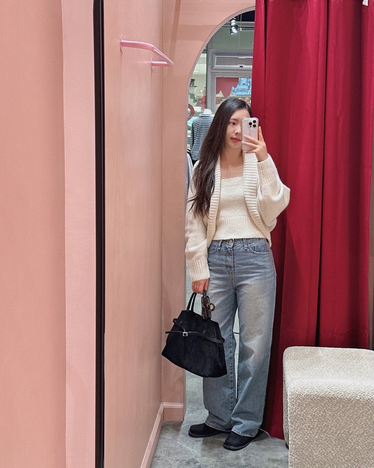 Fuzzy Tube Top Cardigan Set