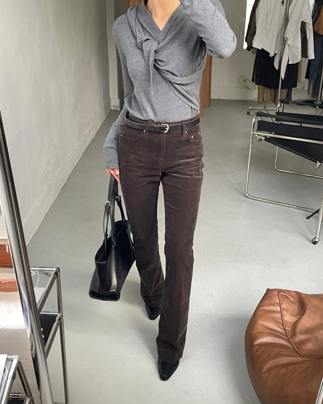 High-Rise Bootcut Corduroy Pants