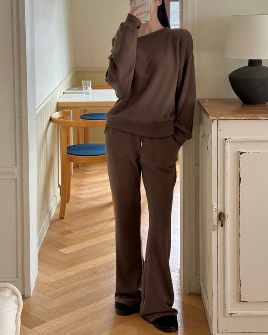 Fleece-Lined Boat Neck Sweatshirt & Pants